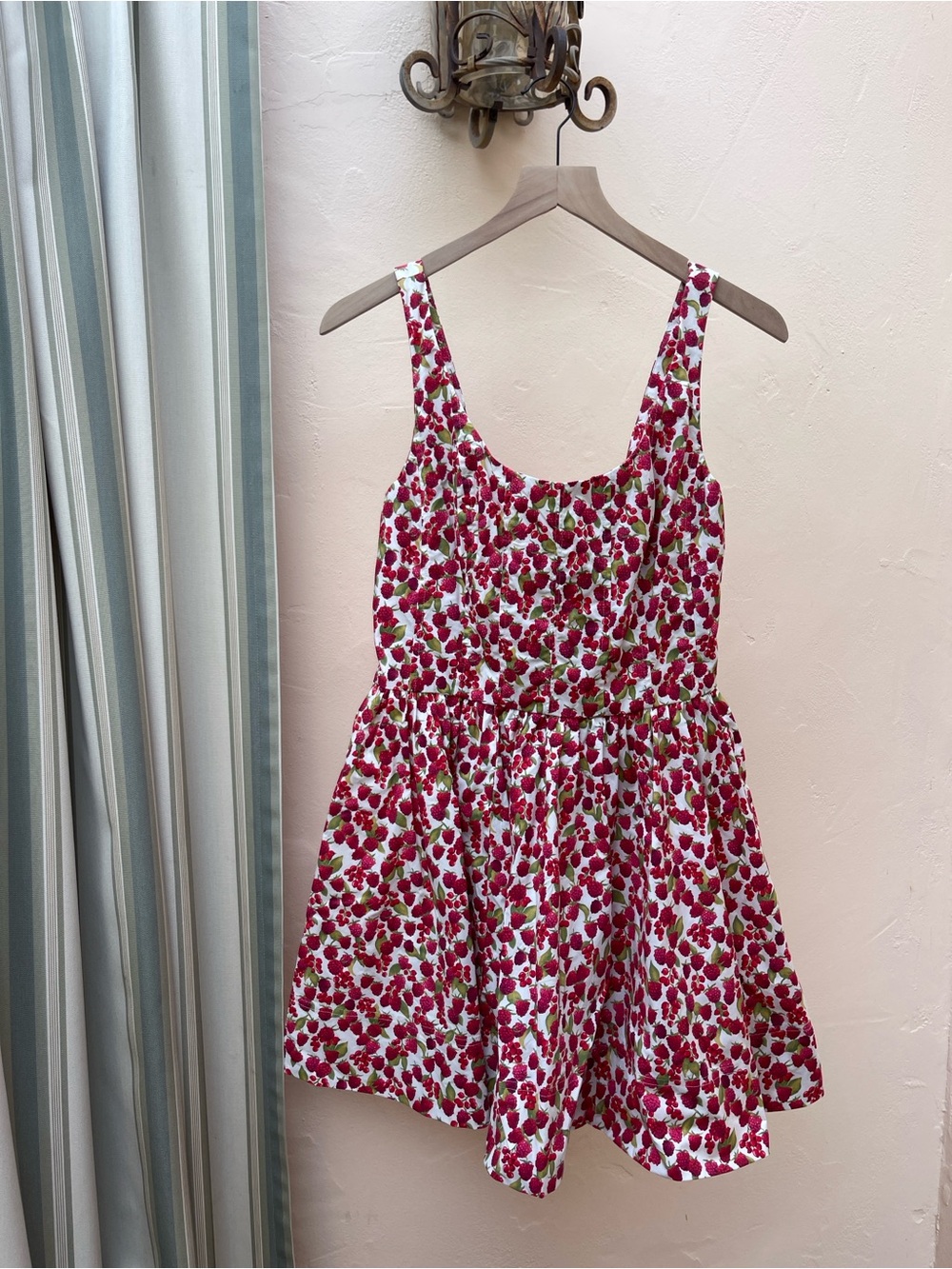 Women’s Red Floral Summer Dress - Sleeveless Cotton Sundress - Picture 4 of 13